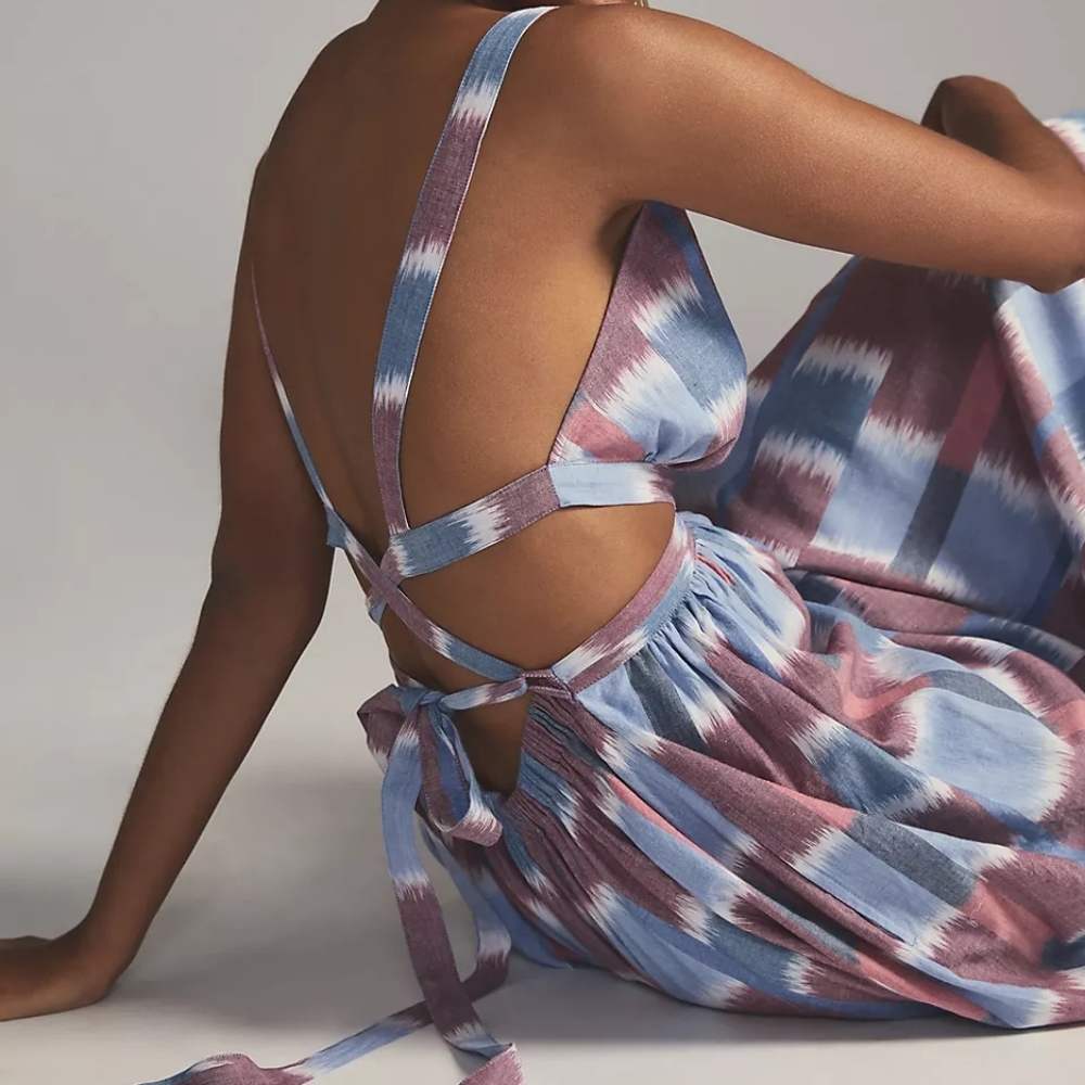 Anthropologie Deep-V Midi Dress